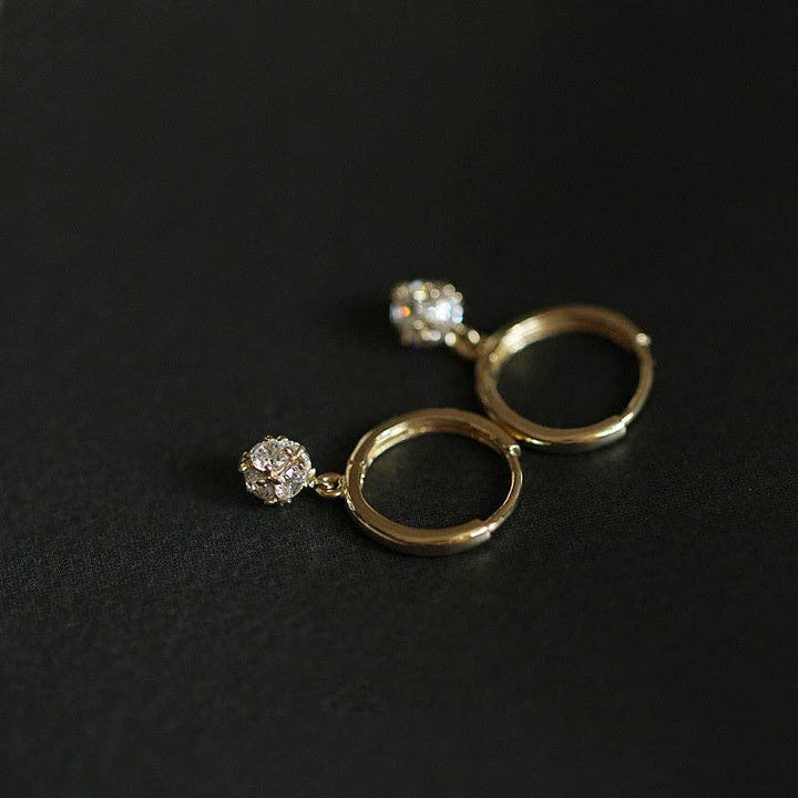 Dainty Ball CZ Drop Huggie Earrings in 925 Sterling Silver