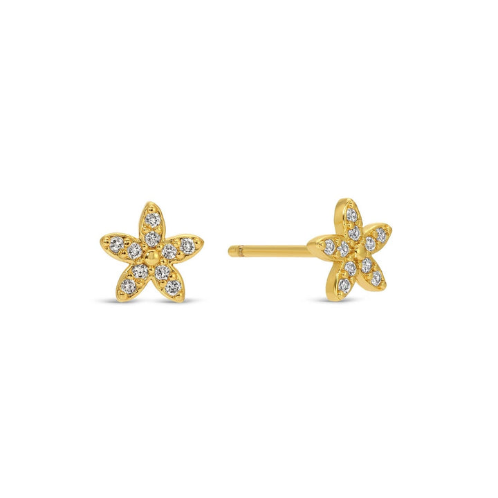 Pavé Flower Studs On Velvet Tag SP923