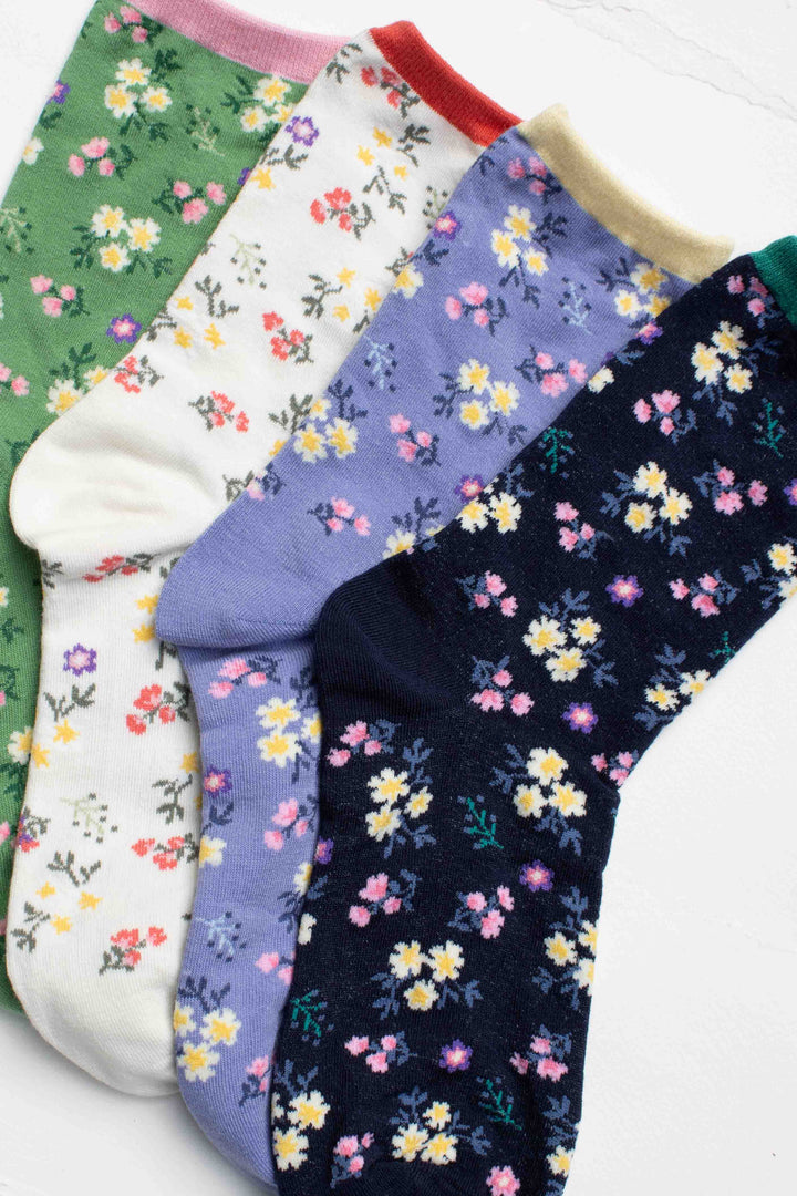 Wildflower Cotton Crew Socks