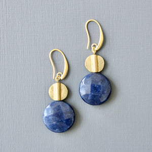 JLTE16 navy and brass earrings