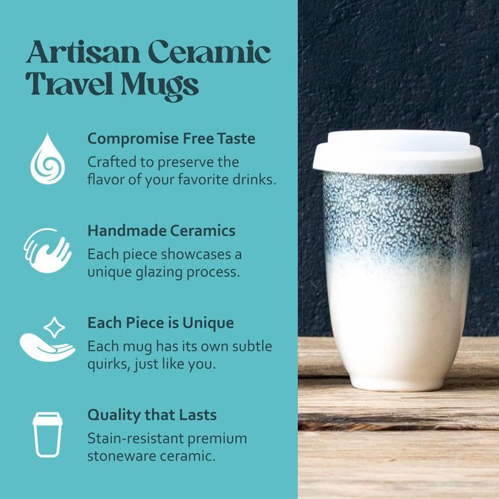 Glacier Ceramic Travel Cup 12oz | Coffee Shop Essentials NV45