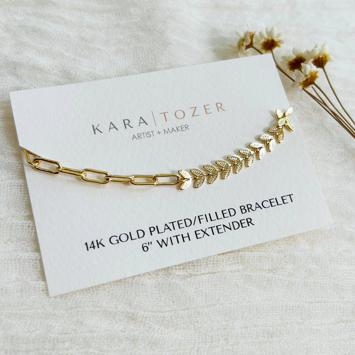 Dainty Leaf Mixed Chain Bracelet KT20