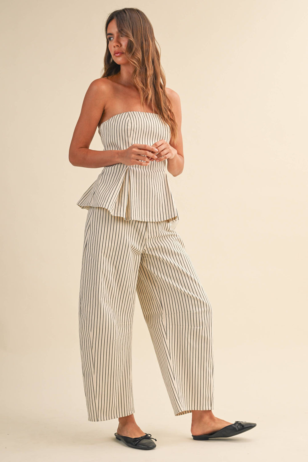 STRIPED BARREL PANTS