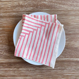 Natural Cotton Cloth Napkins, Warm Painterly Stripes