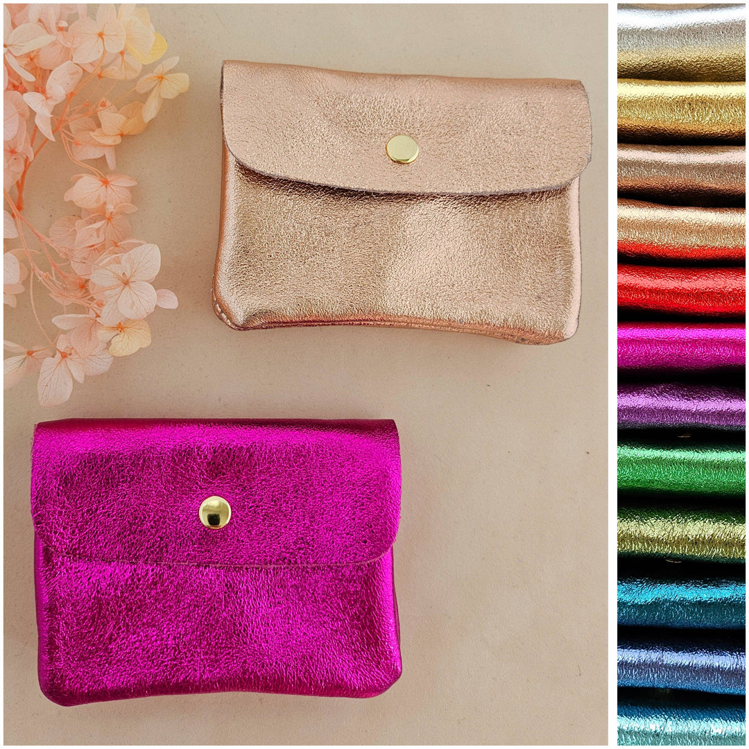 Metallic leather Kangoo wallet: Rose fonçé RM24