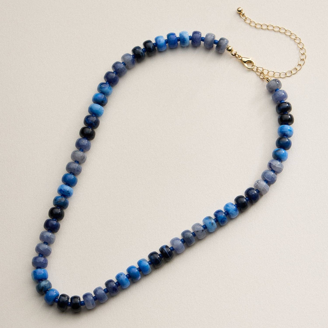 Gradient Color Round Disc Beaded Necklace DMT