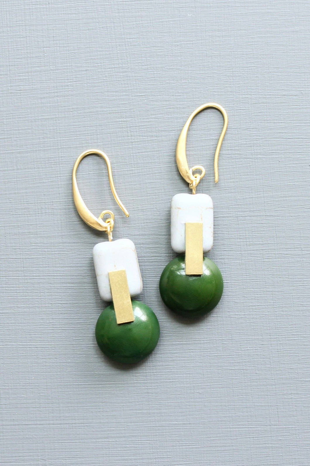 LEXE17 Hunter green and gray earrings