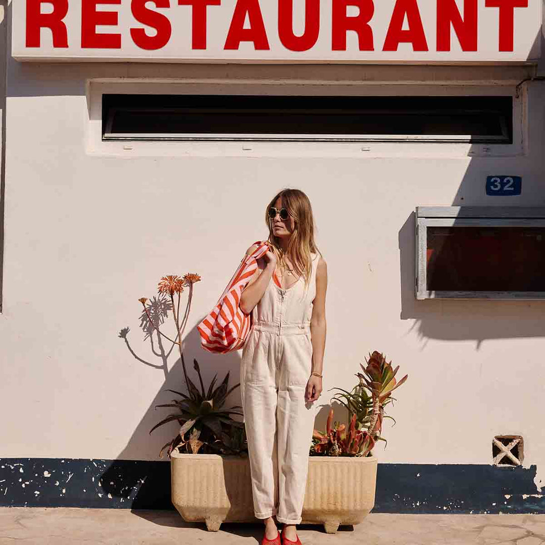 ELISA TOTE BAG STRIPES TOMATO / CANDY PINK