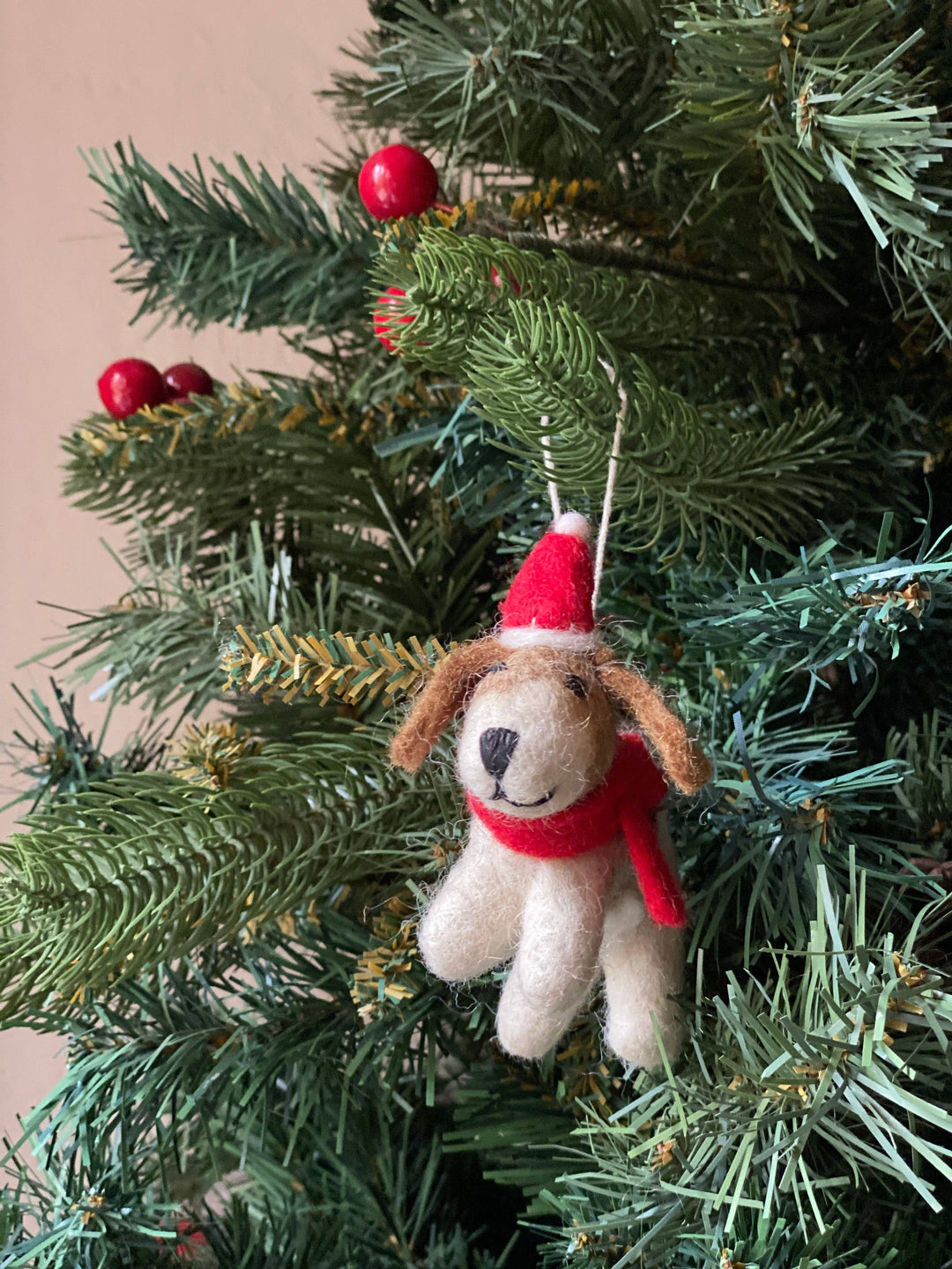 Felt Ornament - Jack Russell Dog with Christmas Hat GN23