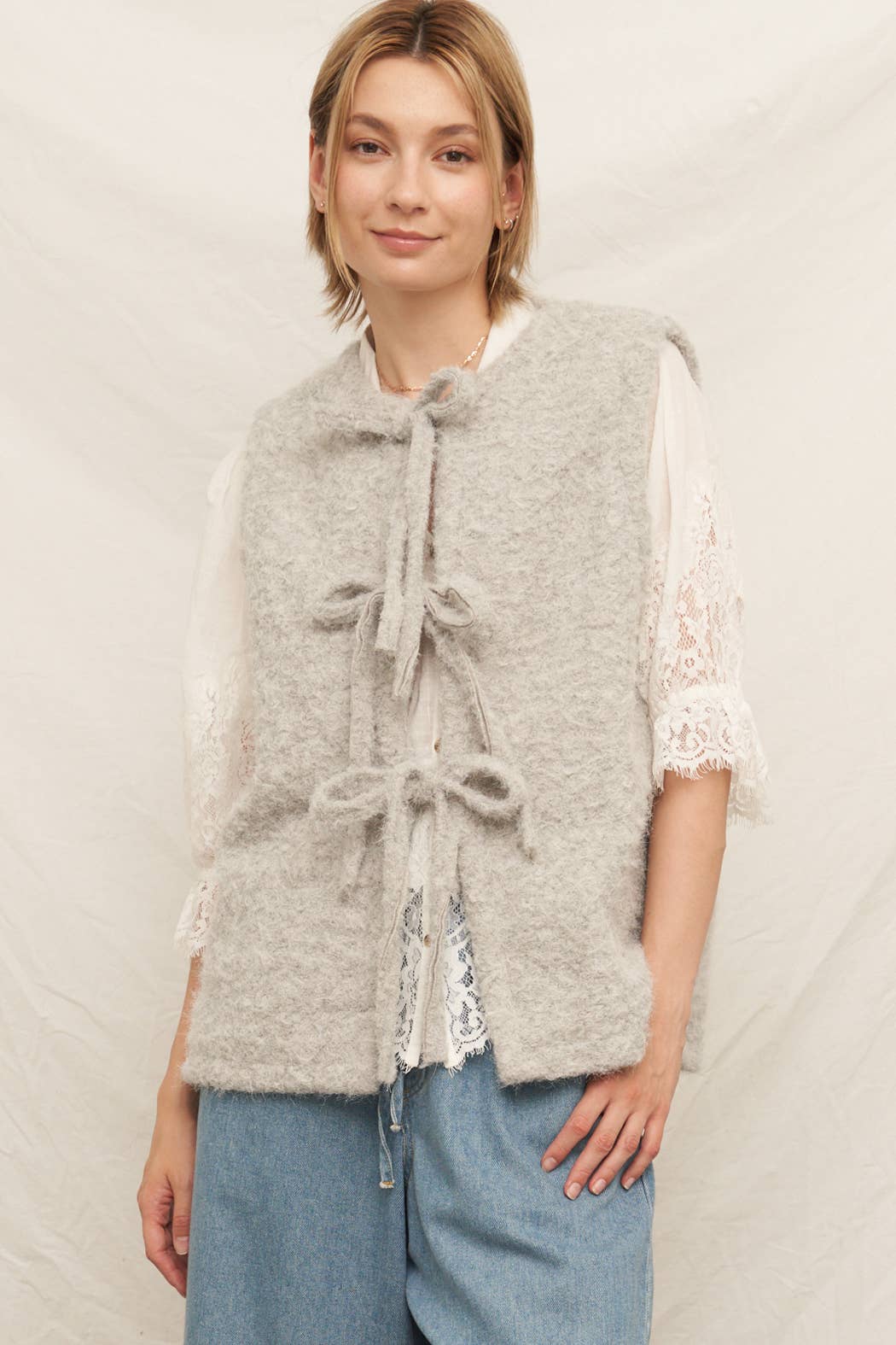 Front Ribbon Tie Sweater Vest EC898