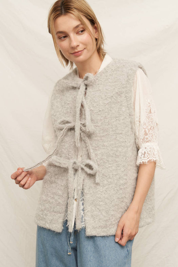 Front Ribbon Tie Sweater Vest EC898