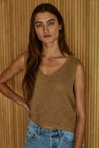 W2010 | Knit Sweater Cotton Acrylic V-Neck Vest Top