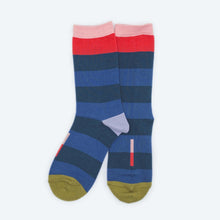 Load image into Gallery viewer, Fillmore Blue Striped Crew Length Unisex Socks