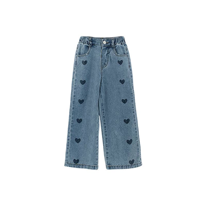 Heart Wide-Leg Denim Jeans 25PS