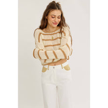 Load image into Gallery viewer, LAID BACK STAPLE STRIPE COTTON SWEATER WITH CONTRAST TRIM