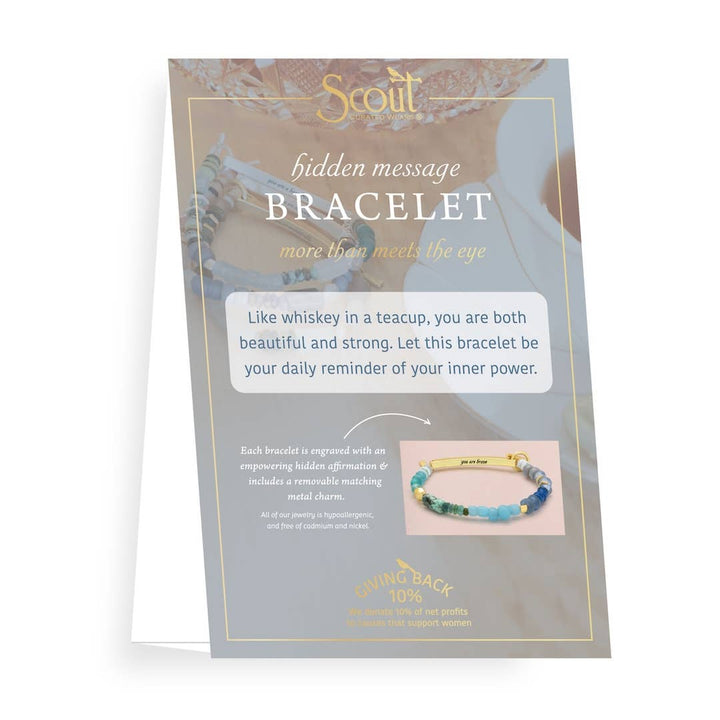 Hidden Message Bracelet - F♥cking Awesome/Aquamarine/Gold