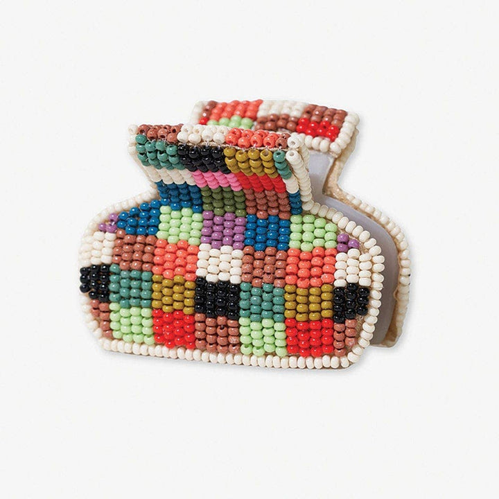 Gia Petite Multi-Color Checked Claw Multi-Check