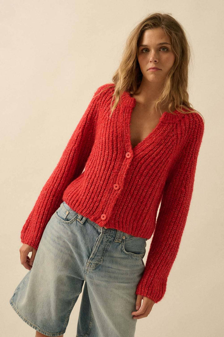 Confetti Button-Front Cardigan Sweater UT28
