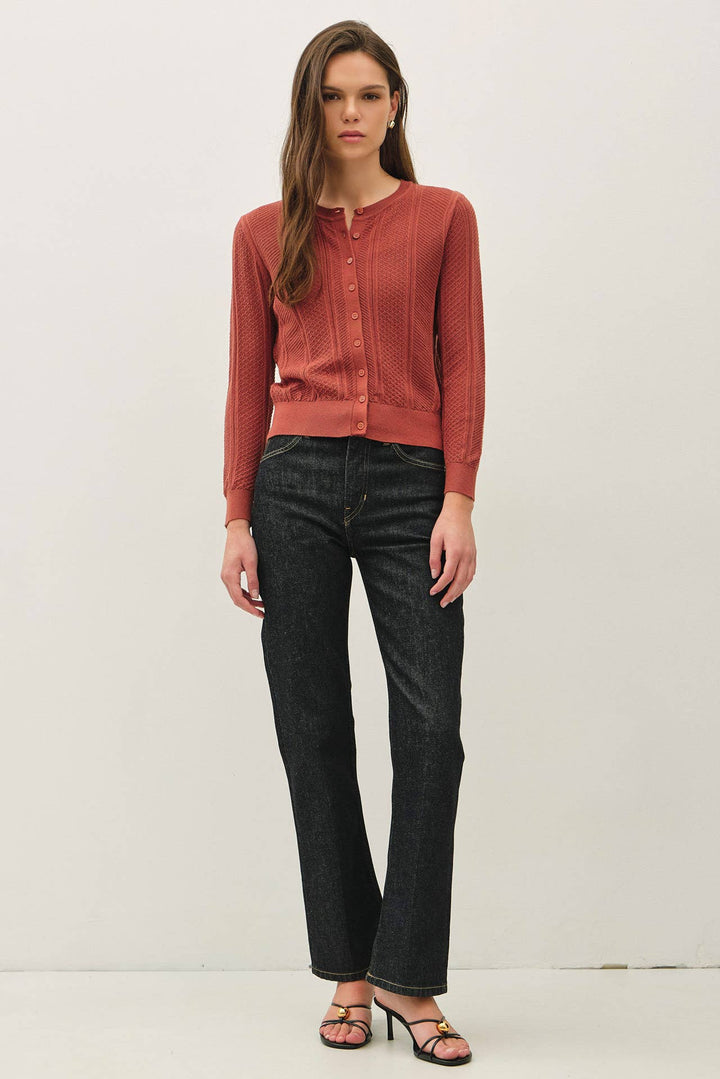 POINTELLE CROPPED SLIM CARDIGAN BC642