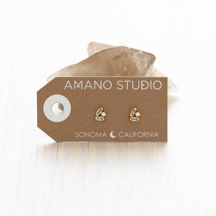 Baguette Crystal Cluster Stud Earrings 25BSC