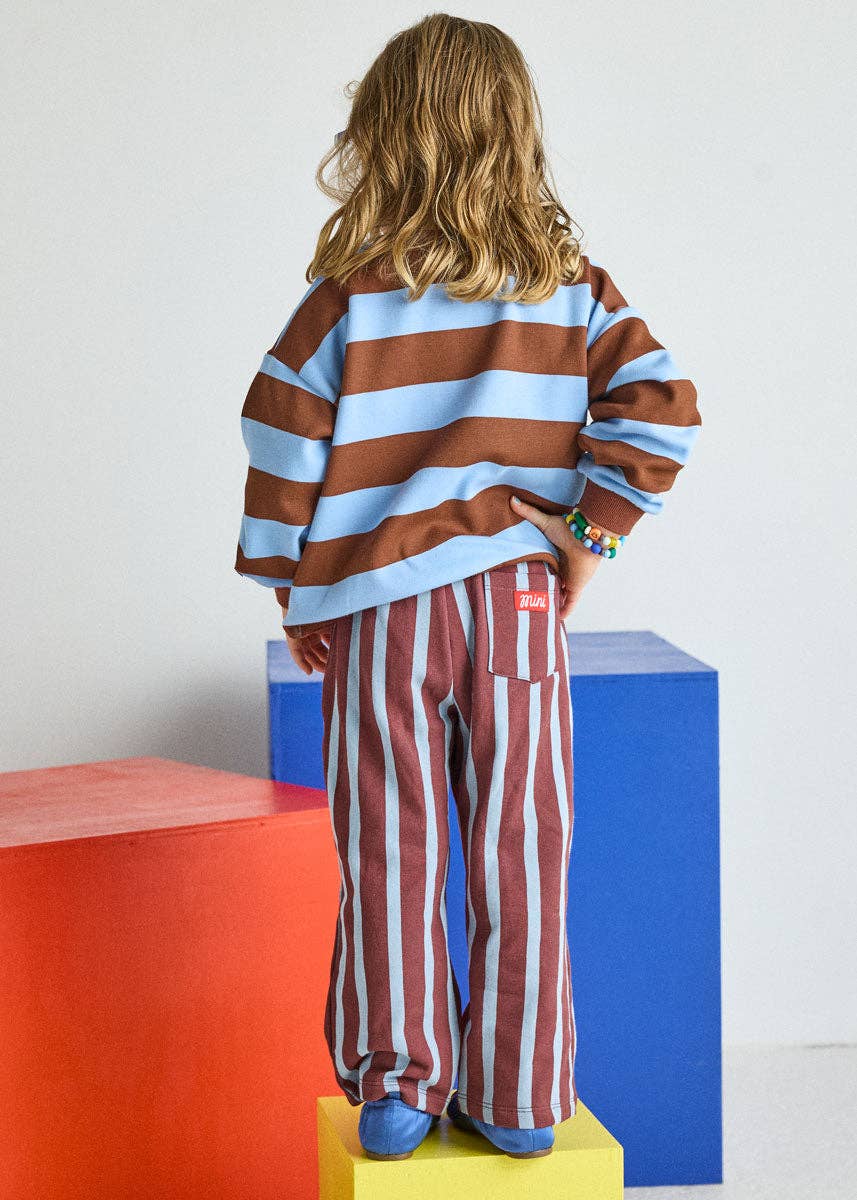 Striped French Terry Pant - Burgundy &amp; Blue