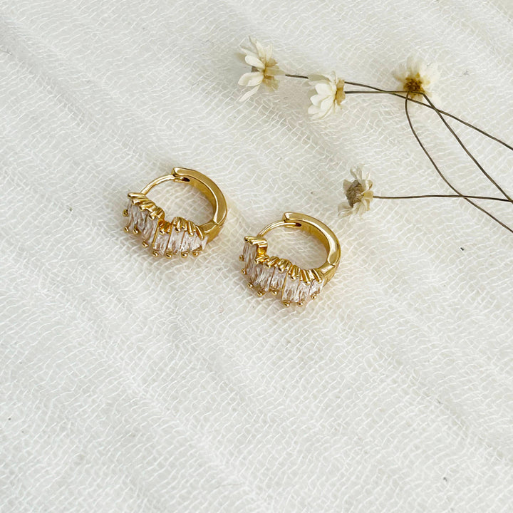 Dainty Gold Crystal Huggies KT692