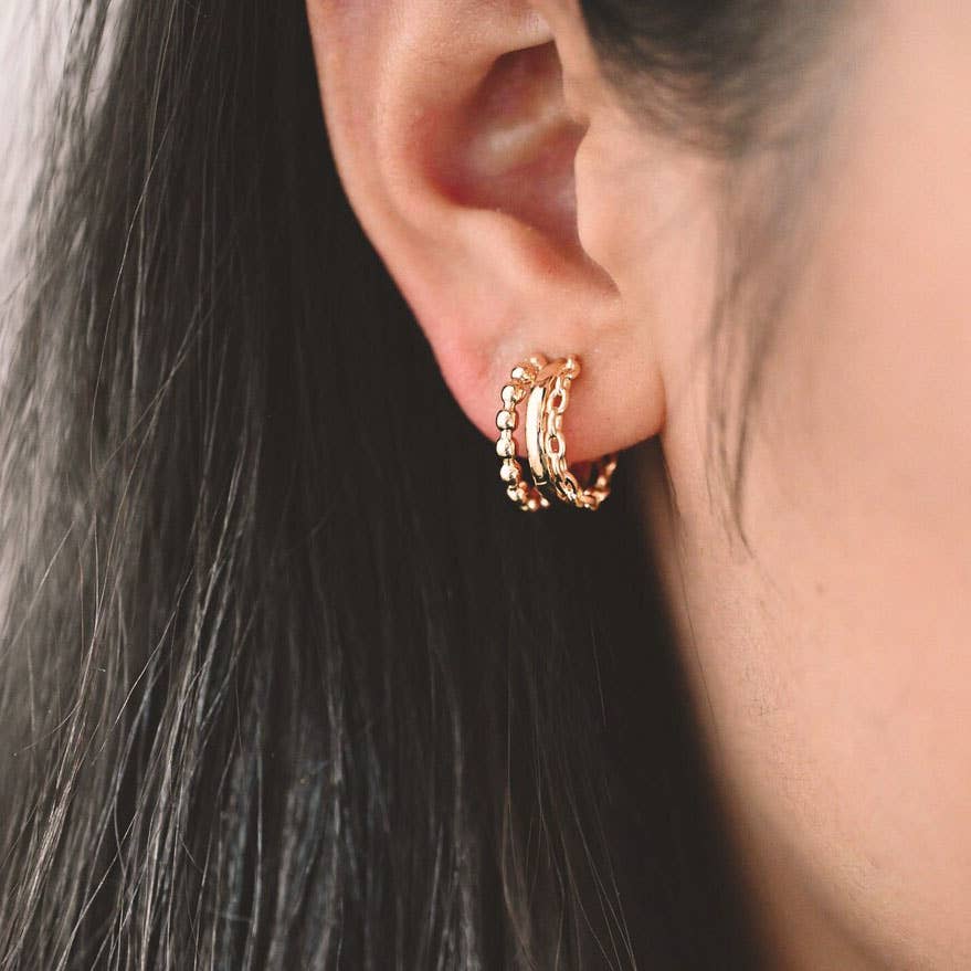 Triple Huggie Hoops KT18