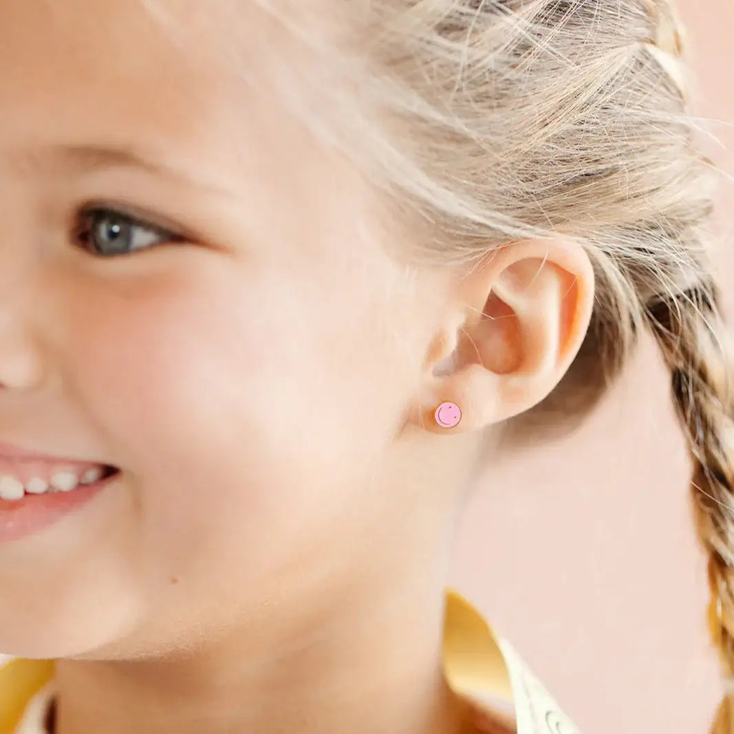 Smile Stud Earrings - Hypoallergenic, Flat Back, Girl Gift PPE27