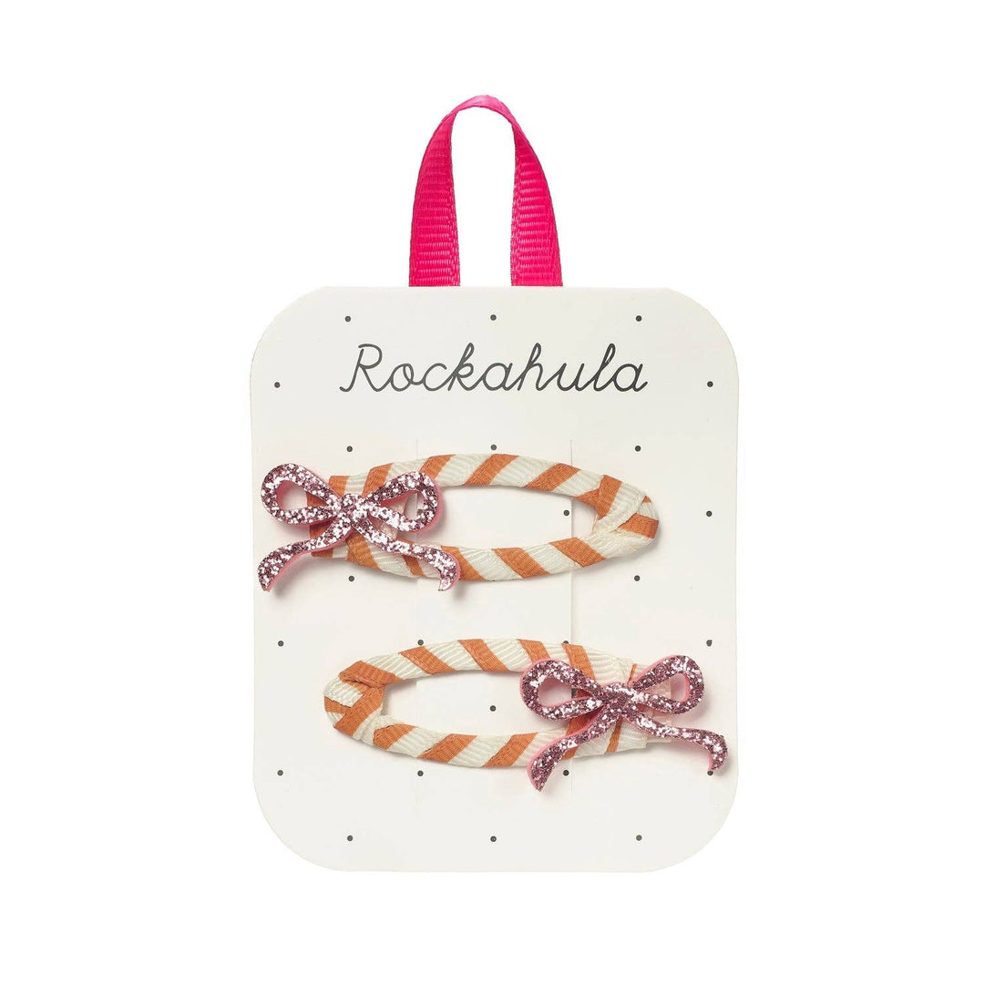 Stripy Glitter Bow Clips