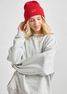 Adult Mad Hatter Ribbed Knit Beanie - Lipstick Red AW22