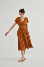 Load image into Gallery viewer, Fiona 100% Linen Wrap Side Tie Dress