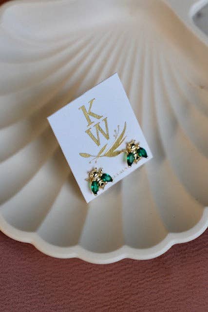 EMERALD BEE STUDS KW72