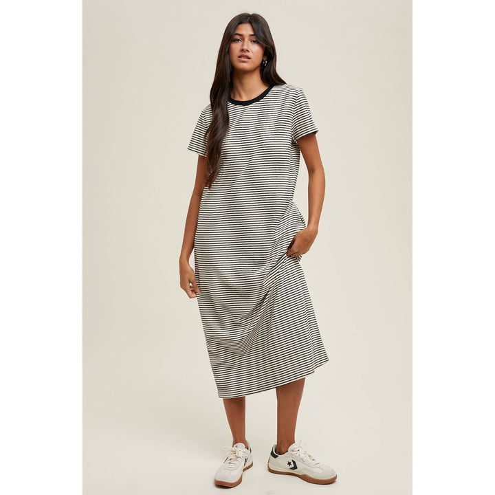 STRIPED T-SHIRT MIDI DRESS / WL25-10868