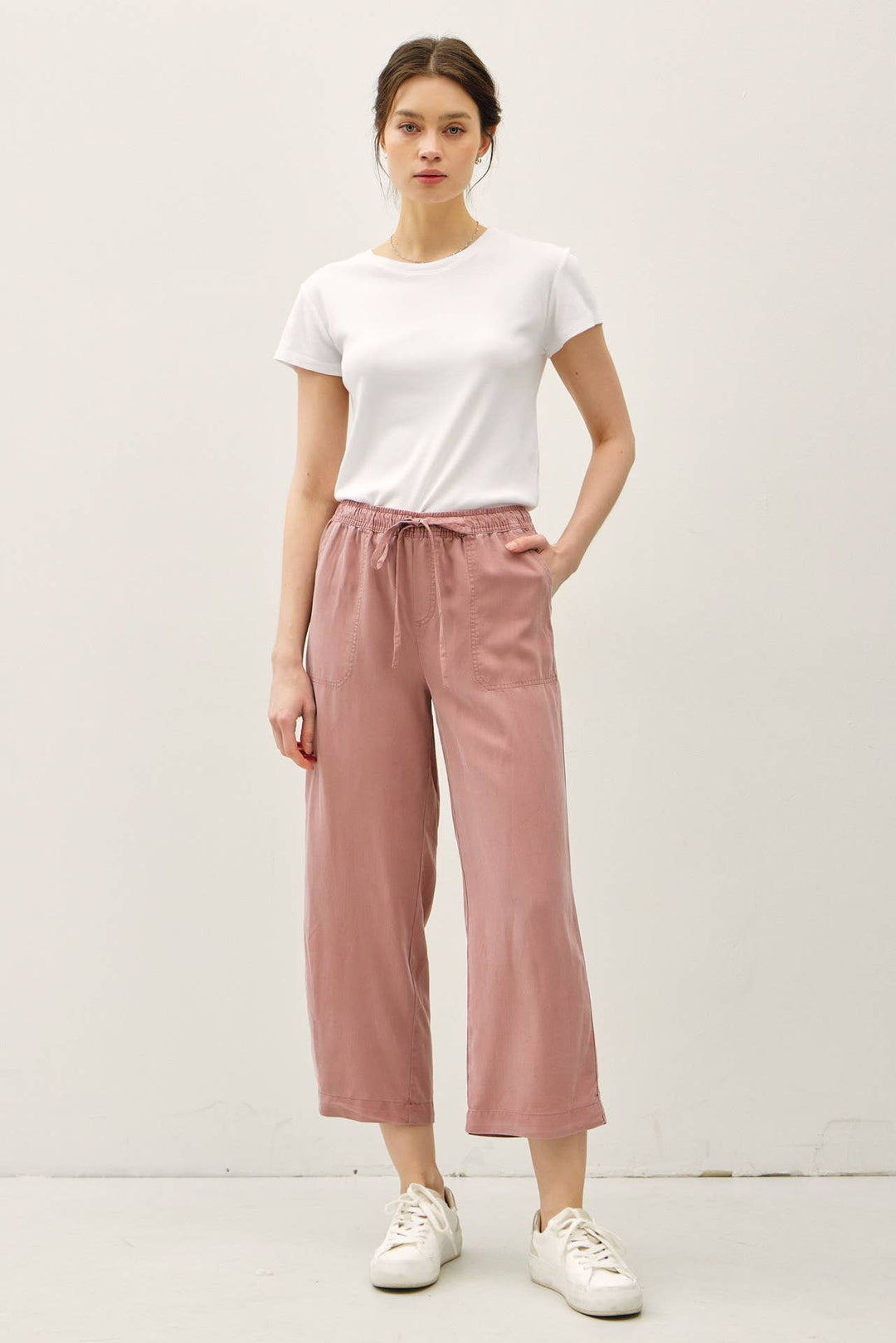 TENCEL DRAWSTRING WIDE LEG PANTS BC234