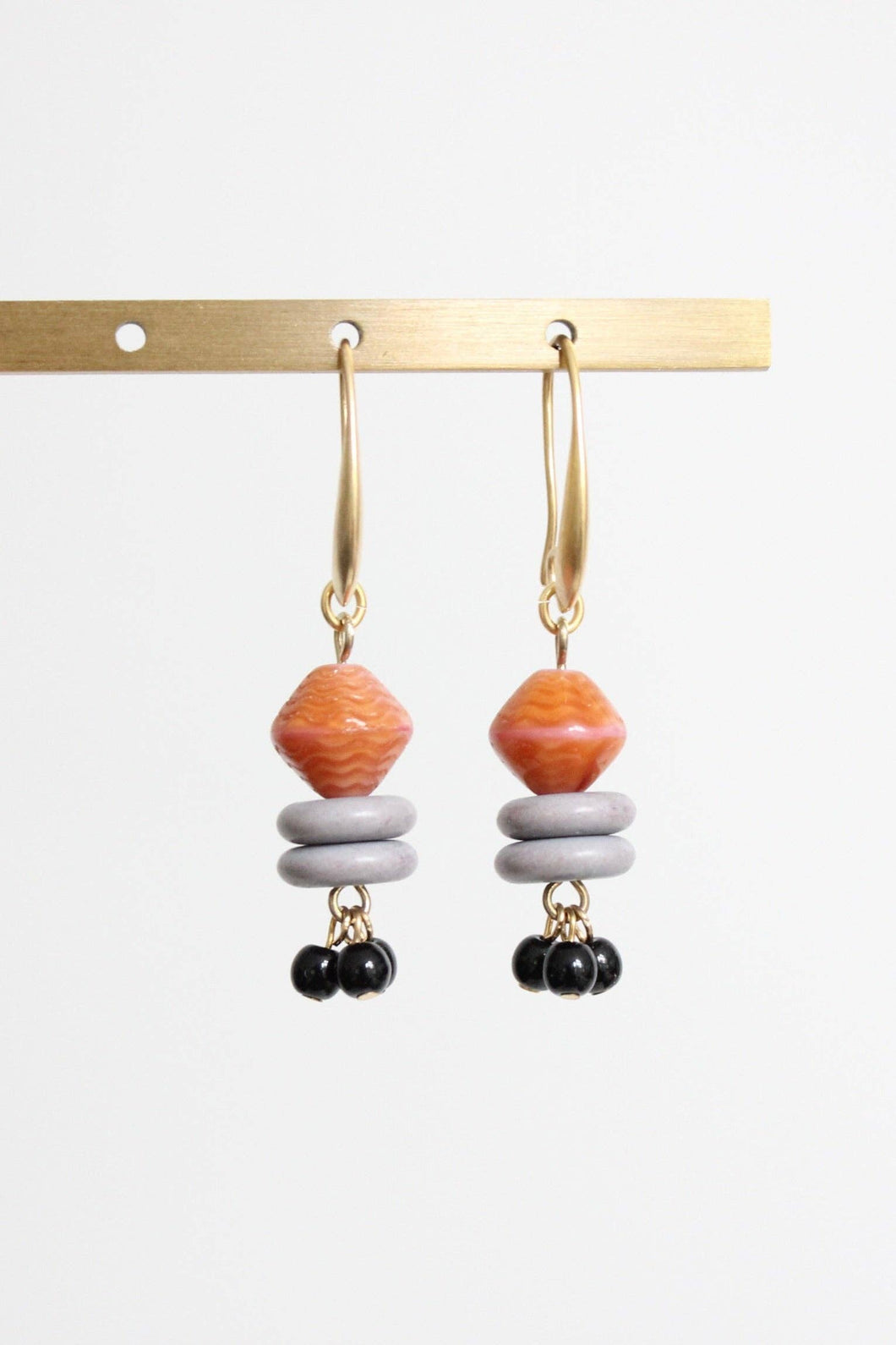 LEXE11 Vintage caramel glass cluster earrings