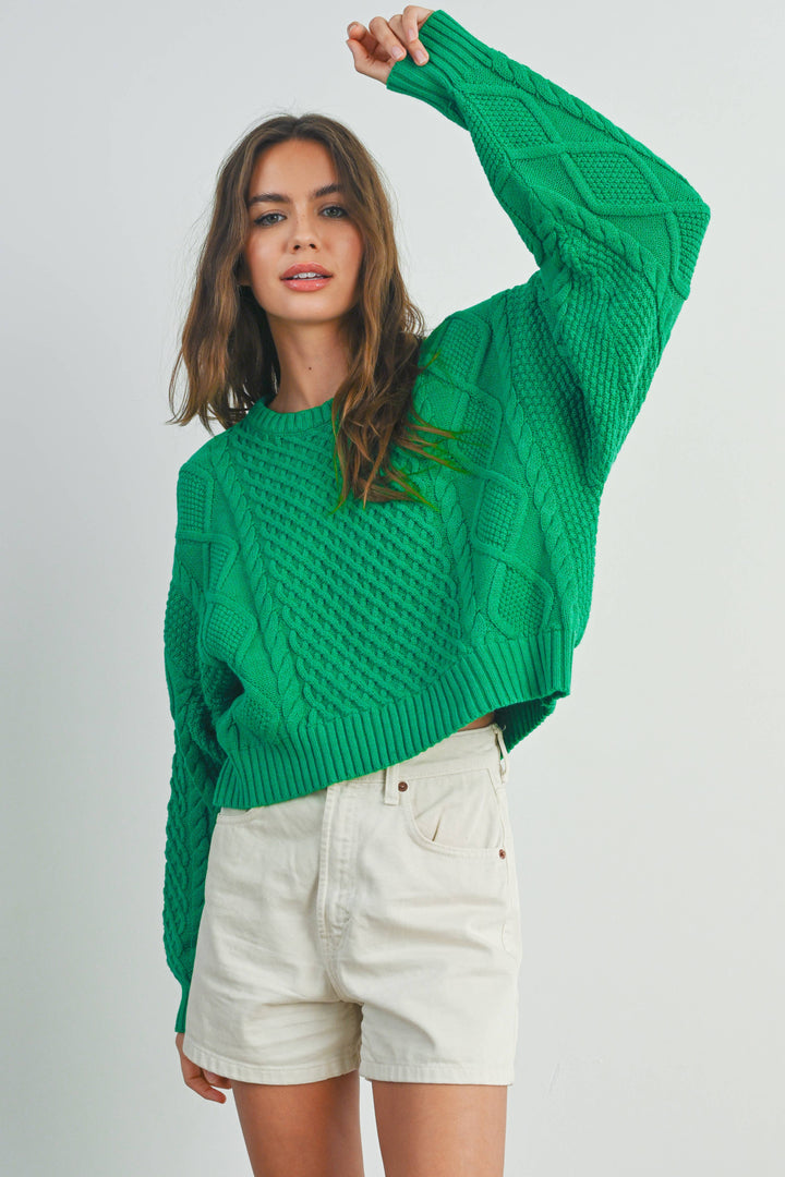 Fall Casual Solid Cable Knit Sweater - BMW719