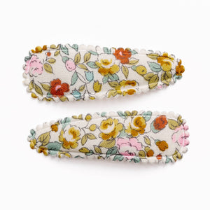 Isla Yellow Floral Fabric Hair Clips FC06