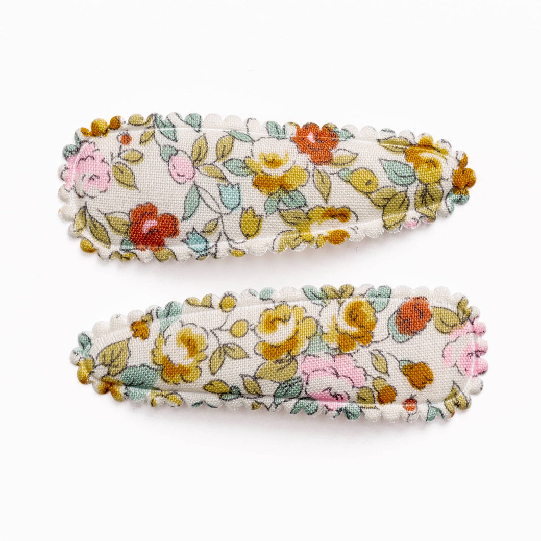 Isla Yellow Floral Fabric Hair Clips FC06