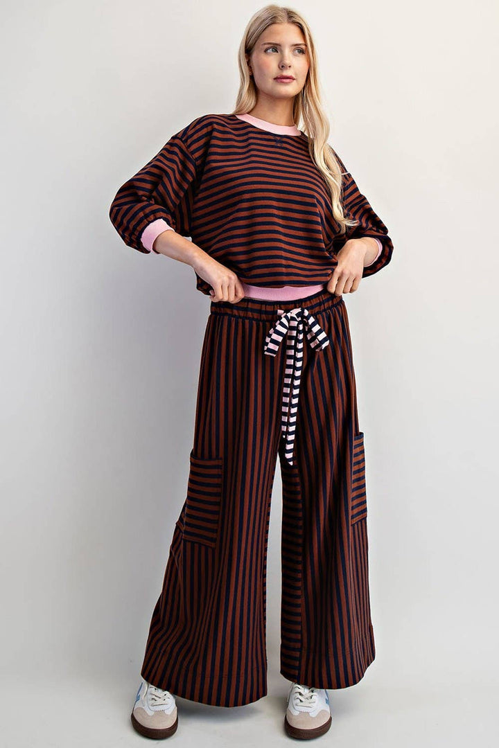 PL7632 - STRIPED SIDE POCKET PANTS