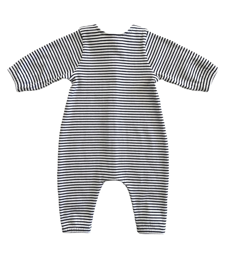 Black Stripe / Organic Ribbed Long Sleeve Bay Jumpsuit SIIXB