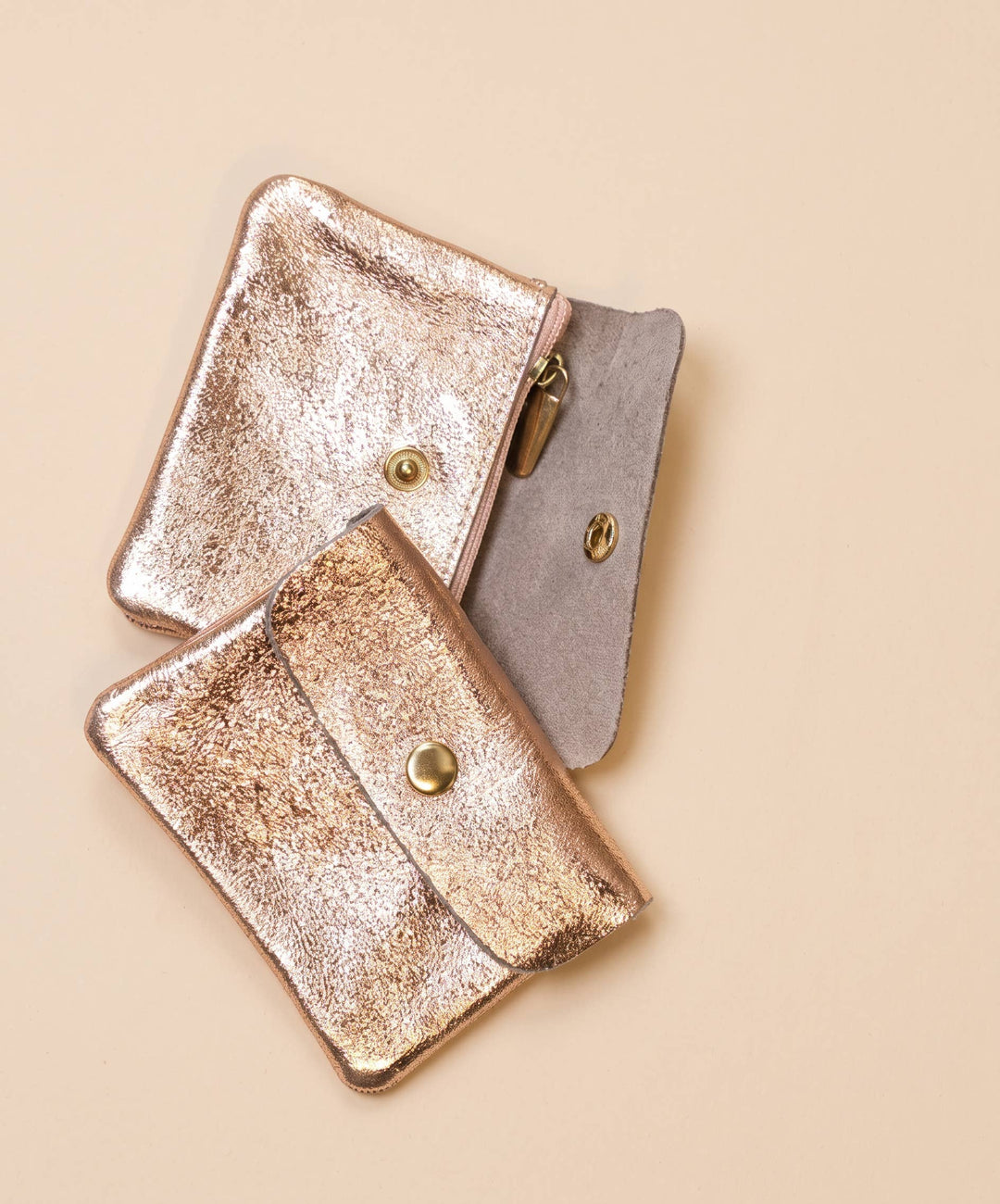 Cowhide leather coin purse Kangoobis: Rose foncé