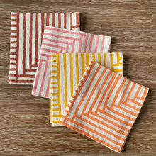 Load image into Gallery viewer, Natural Cotton Cloth Napkins, Warm Painterly Stripes
