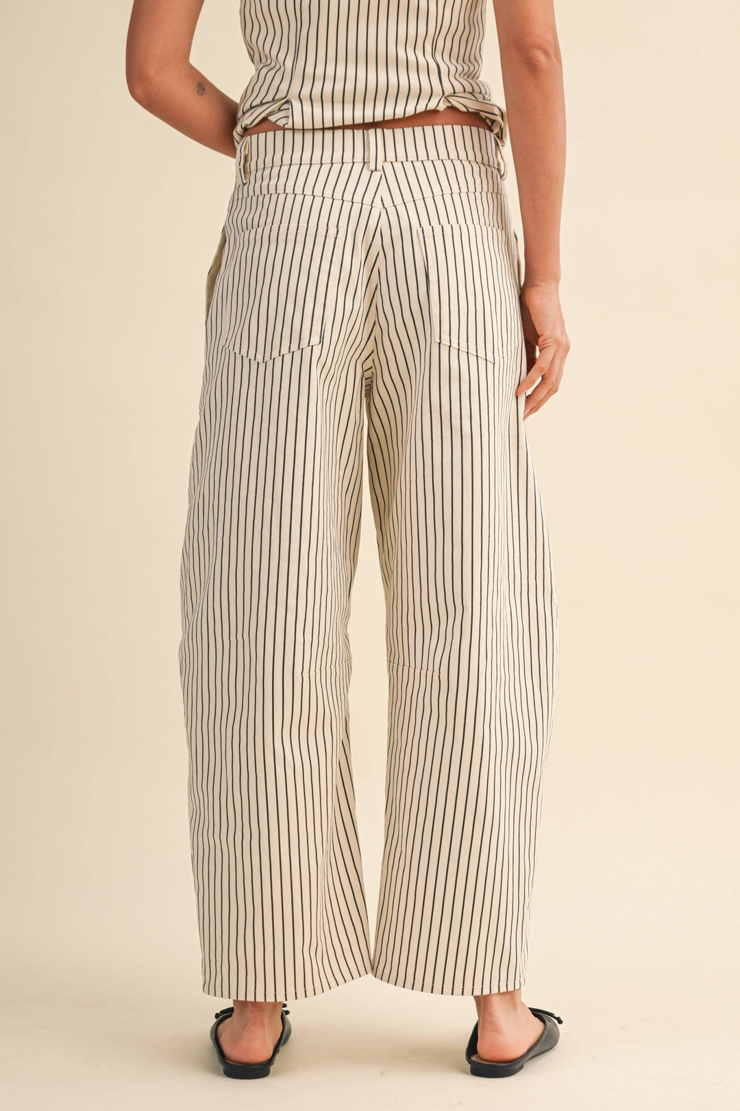 STRIPED BARREL PANTS