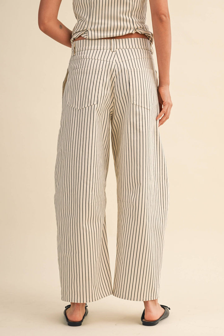 STRIPED BARREL PANTS