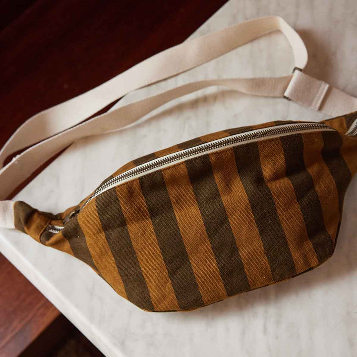 WOMEN BUM BAG STRIPES CUMIN AND BLACK