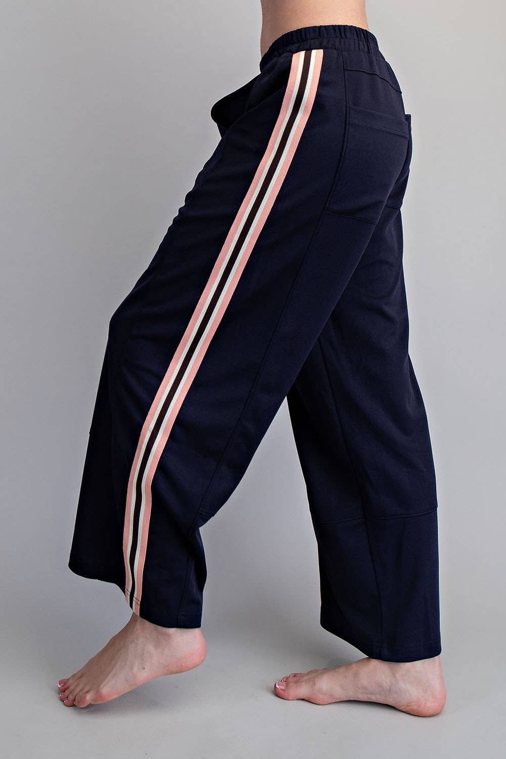 SIDE STRIPE ELASTIC WAIST SPORTY PANTS