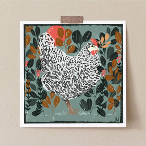 Hen square print 20x20 cm.
