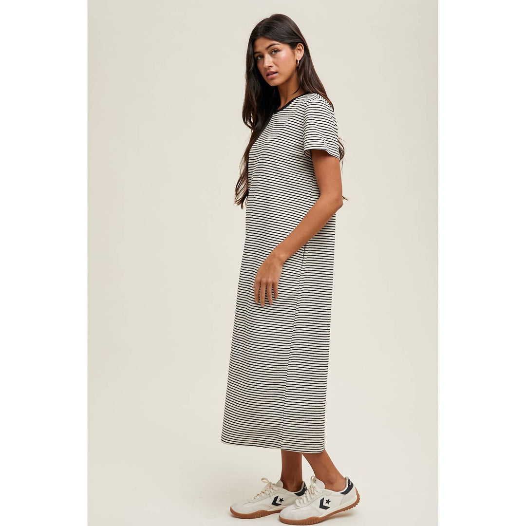 STRIPED T-SHIRT MIDI DRESS / WL25-10868