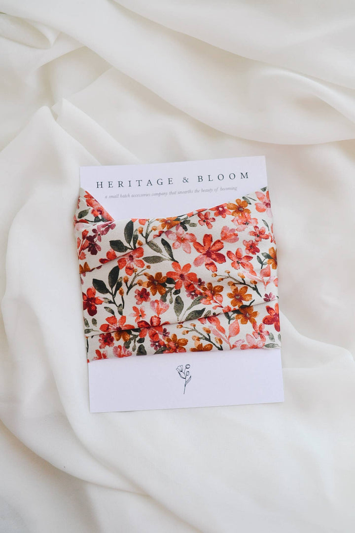 Silky Red Floral Headwrap HH29