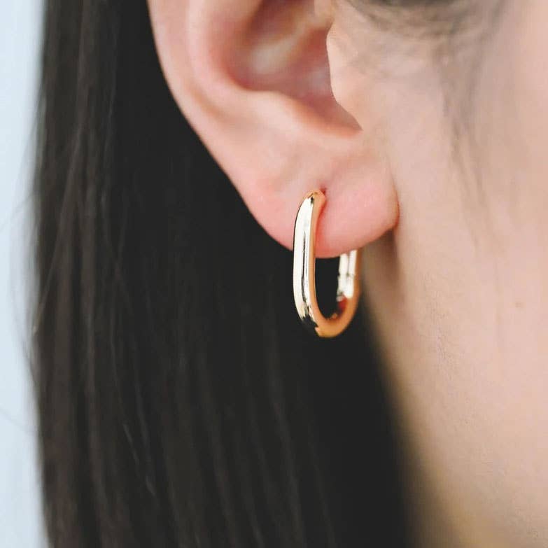 Thick Everyday Gold Oval Hoops KT03